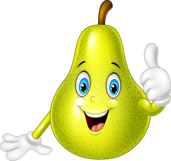 Cartoon pear giving thumbs up — Stock Vector