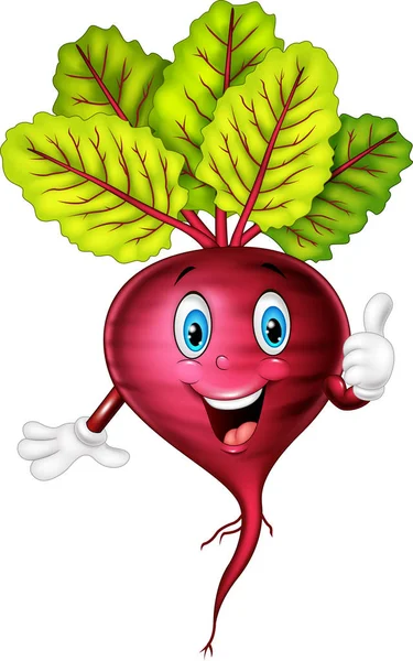 Cartoon beetroot giving thumbs up — Stock Vector