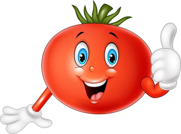 Cartoon tomate donnant pouces vers le haut — Image vectorielle