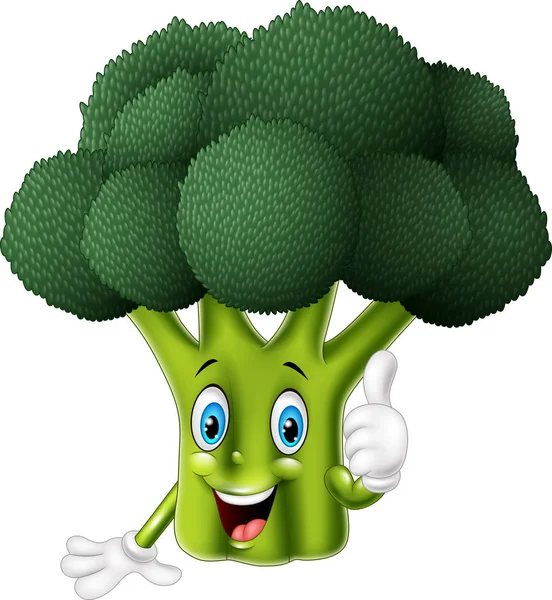 Cartoon broccoli giving thumbs up — Stock Vector