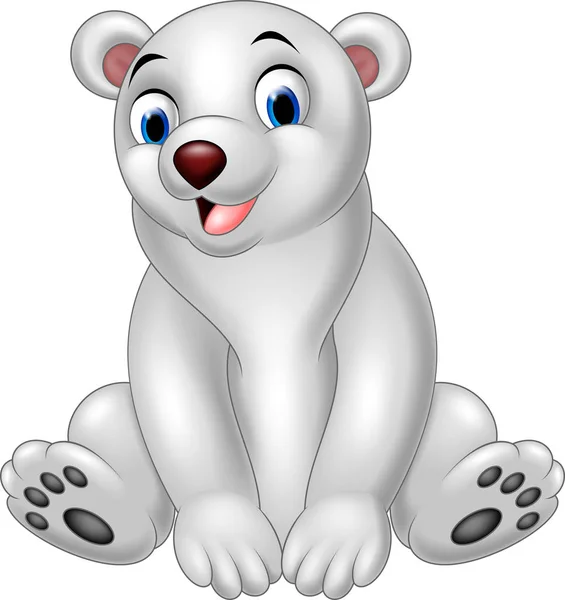 Dibujos animados oso polar sentado — Vector de stock
