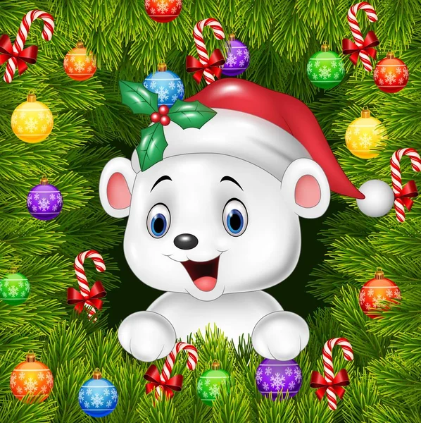Vánoční pozadí s šťastní lední medvěd — Stockový vektor