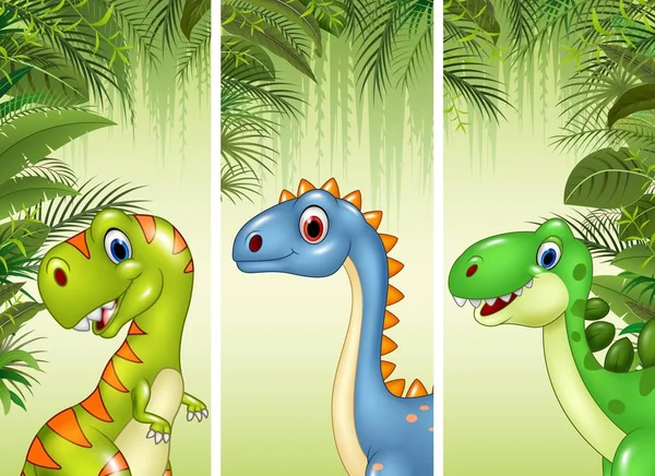 Set of three cartoon dinosaurs — Stock Vector