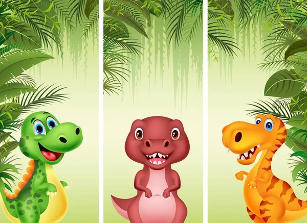 Set van drie cartoon dinosaurussen — Stockvector