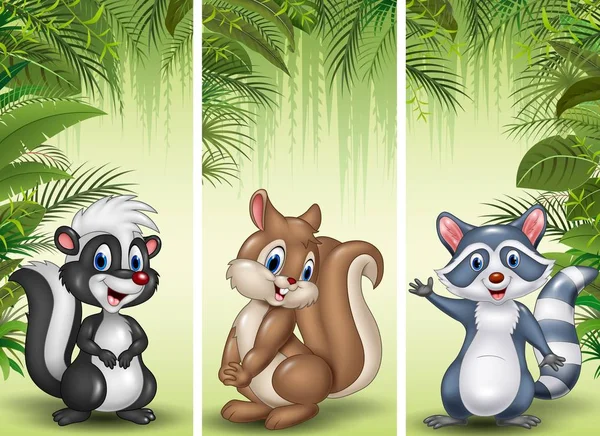 Set di tre cartoni animati piccoli animali — Vettoriale Stock