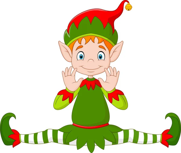 Cute green elf — Stock Vector