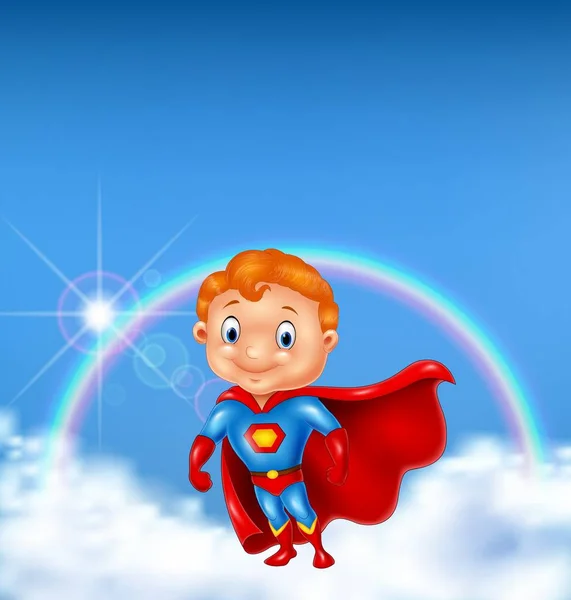 Superhrdina chlapec pózuje — Stockový vektor