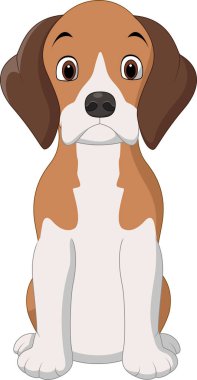 Çizgi film mutlu av köpeği oturuyor.