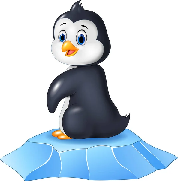 Cute baby penguin sitting on ice floe — Stock Vector