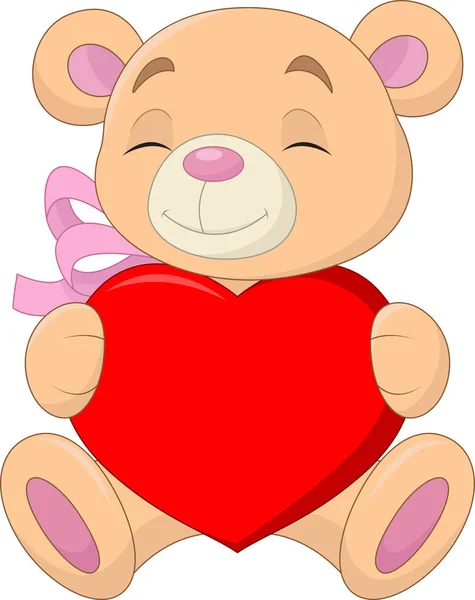 Cute bear holding heart — Stock Vector