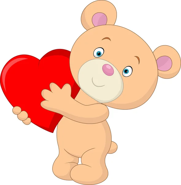 Lindo oso sosteniendo corazón — Vector de stock