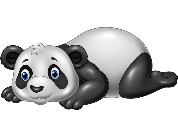 卡通滑稽熊猫躺下 — 图库矢量图片