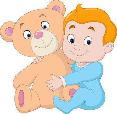 Oyuncak ayıyla küçük bebek