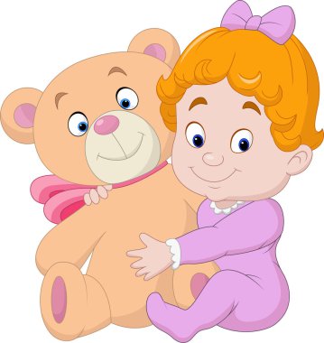 Oyuncak ayıyla küçük bebek
