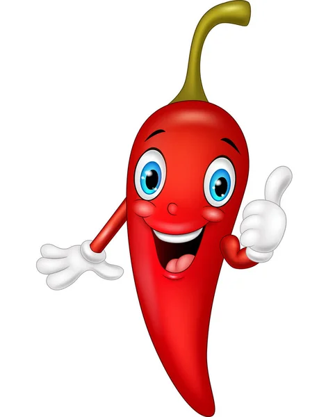 Rode chili met duim omhoog — Stockvector