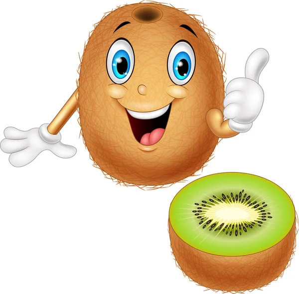 Kiwi de dibujos animados dando pulgares hacia arriba — Vector de stock