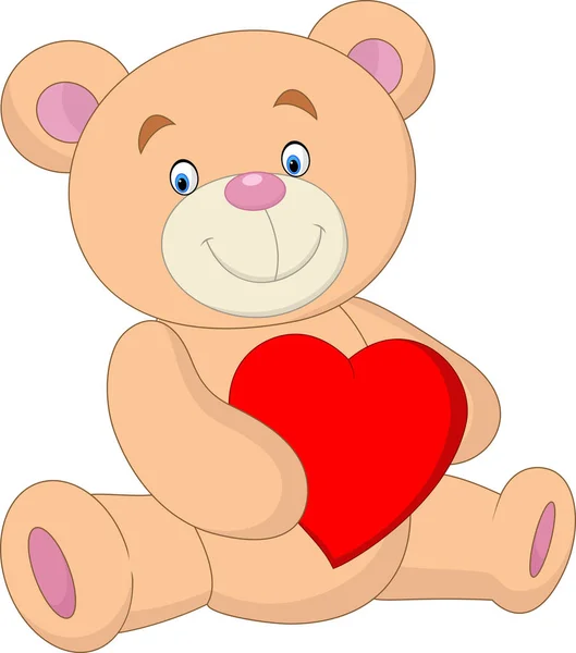 Tecknad björn håller hjärta — Stock vektor