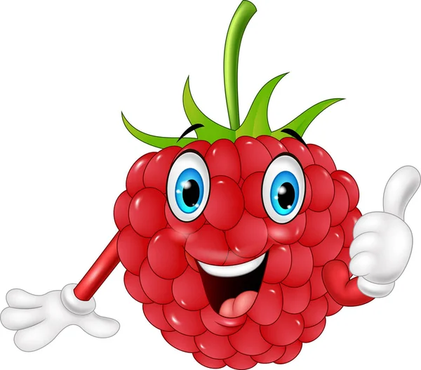 Cartoon raspberry giving thumbs up — Stock Vector