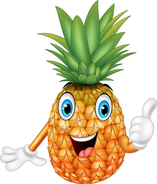 Cartoon pineapple giving thumbs up — Stock Vector