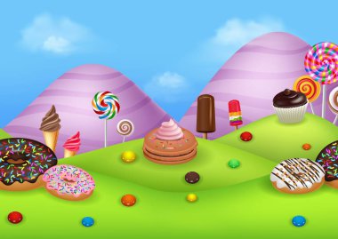 Fantezi candyland dessrts ve tatlılar
