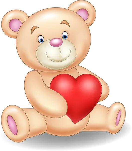 Cartoon bear holding heart — Stock Vector