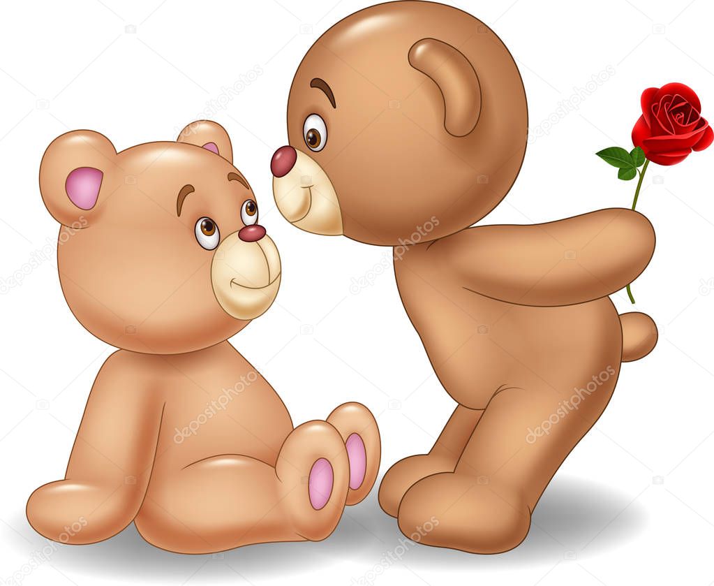 Cartoon romantic couple of teddy bears