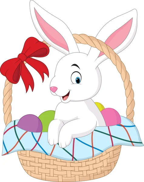 Cartoon rabbit sitting in a bucket — Stock Vector