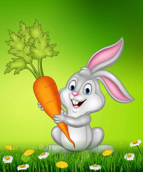Conejo sosteniendo zanahoria — Vector de stock
