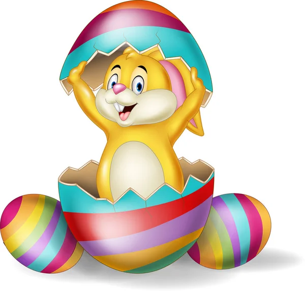 Cartoon bunny vandaan Easter egg — Stockvector