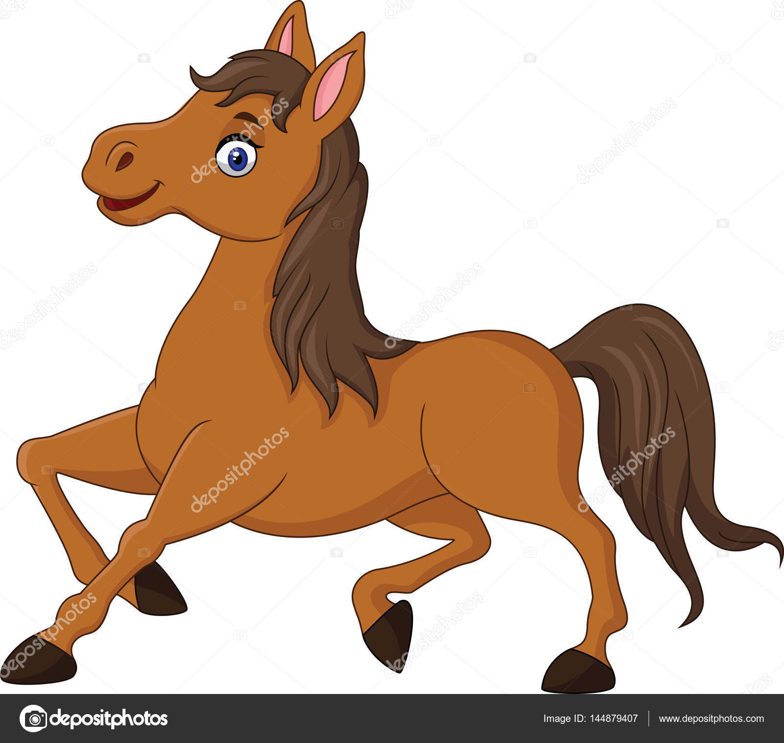 Cartoon brown horse running Stock Vector Image by ©tigatelu #144879407