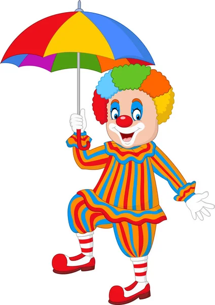 Lustiger Clown mit Regenschirm — Stockvektor