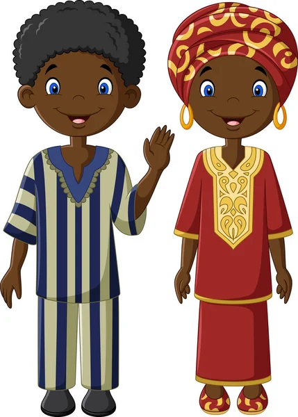 伝統衣装を着たアフリカの子供たち — ストックベクタ