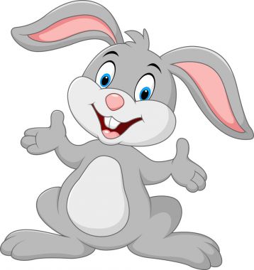 Cartoon cute rabbit posing clipart