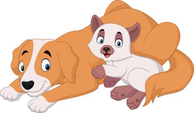Çizgi film kedisi ve köpeği dinlendiriyor.