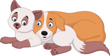 Çizgi film kedisi ve köpeği dinlendiriyor.