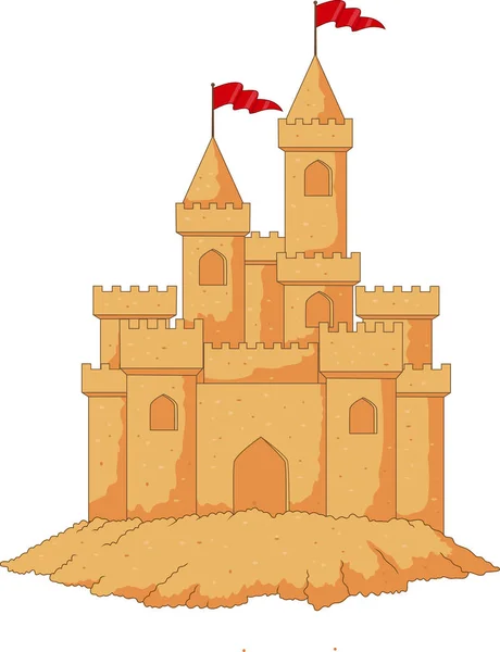 Kreskówkowy zamek piaskowy izolowany na białym tle — Wektor stockowy