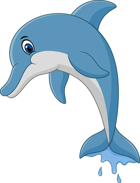 Salto de delfines de dibujos animados — Vector de stock