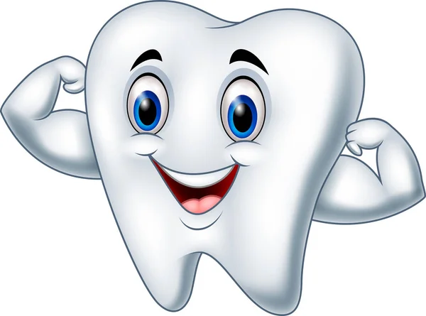 Мультяшний сильний персонаж зуба — стоковий вектор