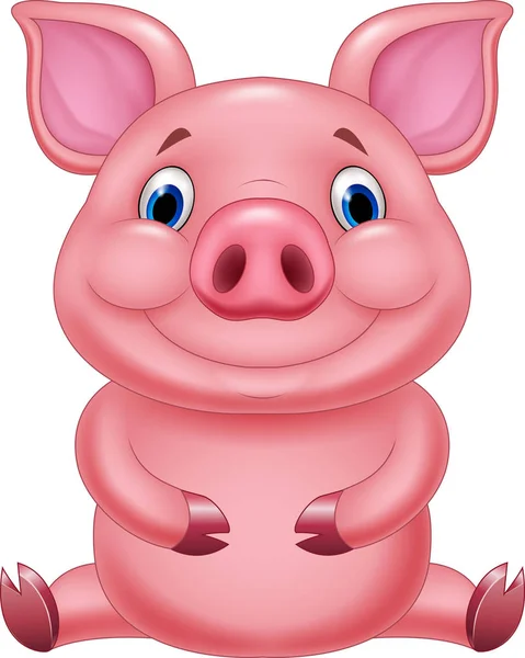 Cute baby pig cartoon sitting — Stock Vector