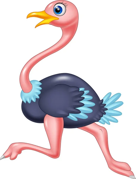 Lindo avestruz de dibujos animados corriendo — Vector de stock