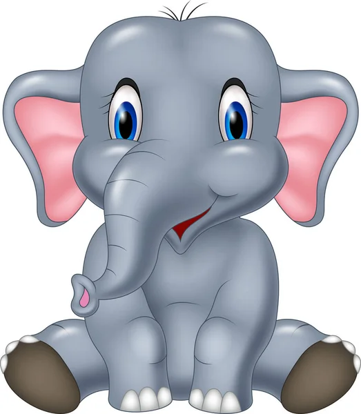 坐在可爱的大象卡通 — 图库矢量图片