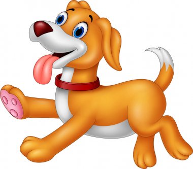 Çizgi film mutlu köpek koşuyor.