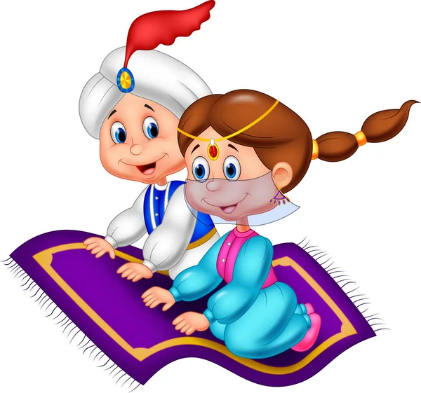 Caricature Aladdin et Jasmine — Image vectorielle