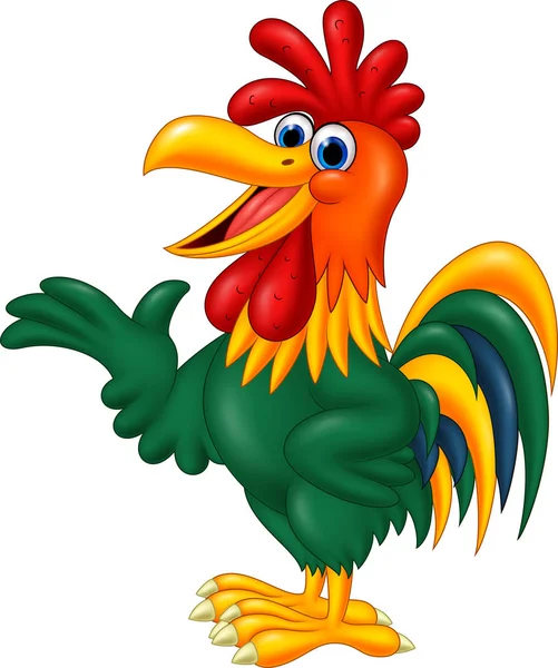 Cartoon rooster presenting — Stock Vector