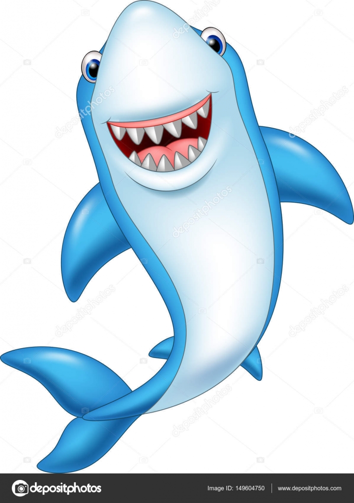 Cartoon smiling shark isolated on white background Stock Vector by  ©tigatelu 149604750