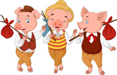 Cartoon three little pigs clipart