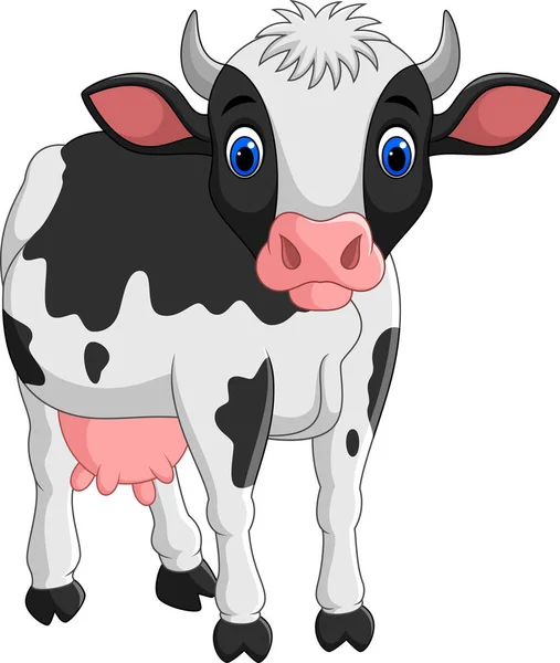 以白色背景分离的卡通奶牛 — 图库矢量图片