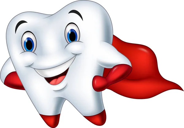Tecknad superhjälte tand poserar — Stock vektor