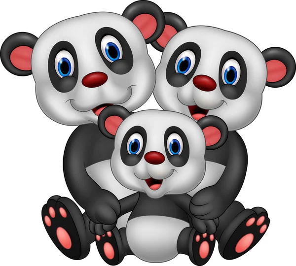 Dibujos animados panda oso familia — Archivo Imágenes Vectoriales
