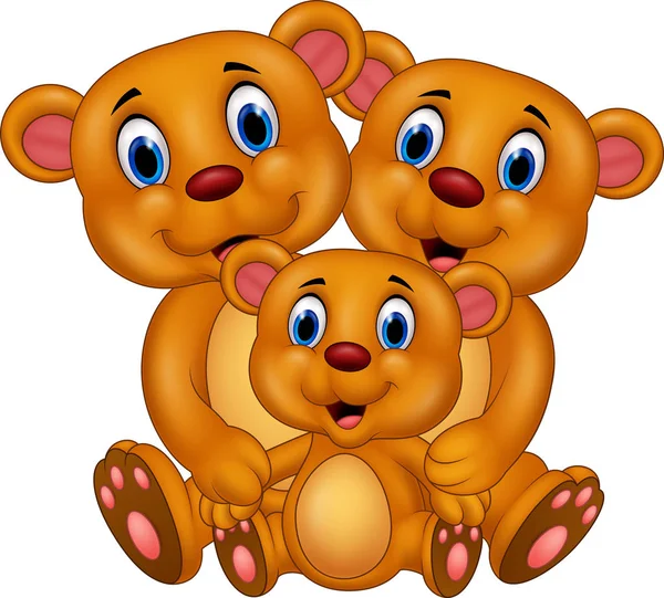 Karikatür kahverengi ayı aile — Stok Vektör